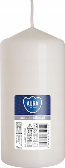 Aura Glass Διακοσμητικό Κερί Λευκό 12εκ.