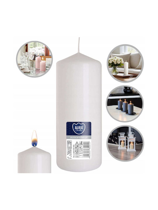 Aura Glass Decorative White Candle