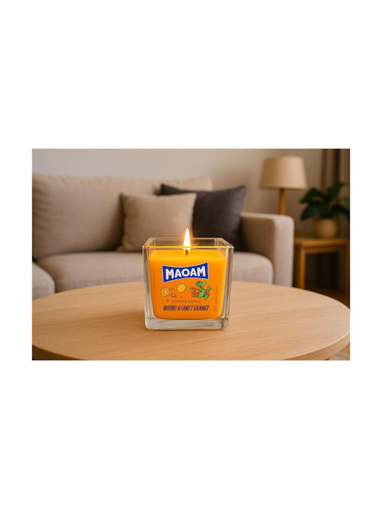 Relaxdays Aromatisches Kerze in Gefäß mit Orange Parfüm 8x8cm