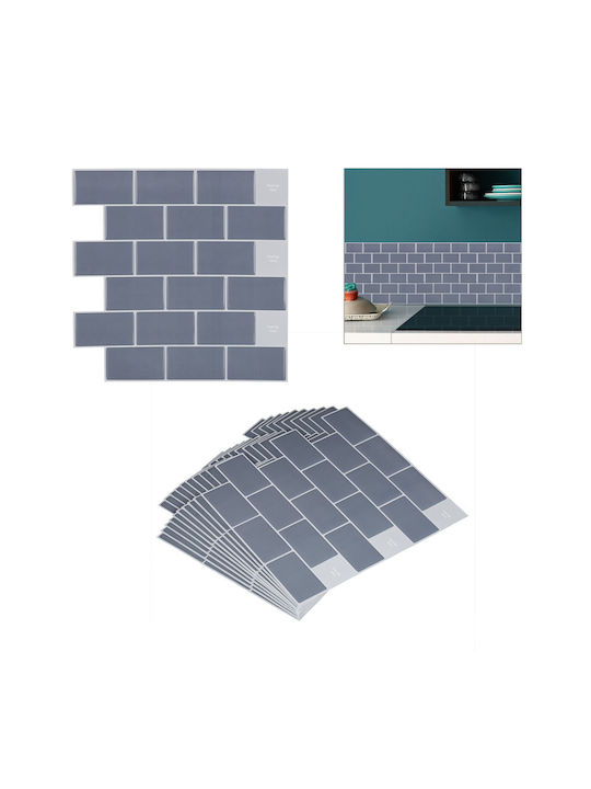 Set 10 Decorative Wall Stickers Relaxdays Gray 30.5x30.5cm