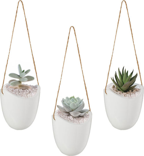 Relaxdays Set 3 Ghivece de Flori Ceramice Albe Relaxdays Set 3 Ghivece de Flori Ceramice Albe