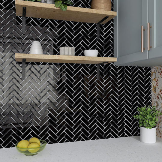 Стикери За Стена Varypaper 3d Рибена Кост 30,5x30,5 См 20 Броя Черни