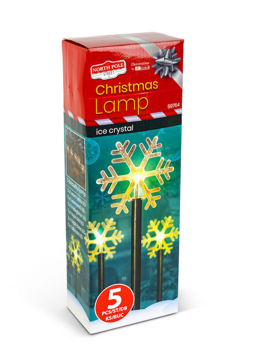 Christmas Light Set 5 Led Ice Crystal Model 34.5 Cm Warm White Light 3 X Aa