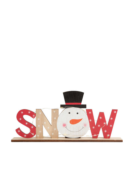 Weihnachtsfigur Weihnachtsmann mit Beleuchteter Schneemann Dekoration 24 cm Warme Beleuchtung