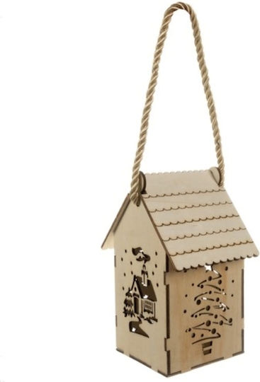 Casă Din Lemn Motif De Crăciun Led 14x7x10 Cm