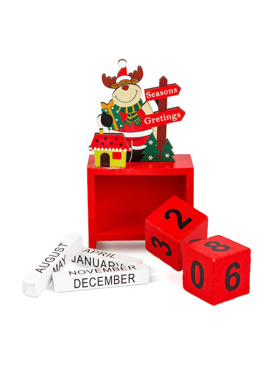 Calendar De Crăciun Din Lemn Mdf 13.5x7x3.5 Cm Design Moș Crăciun Ren Om De Zăpadă