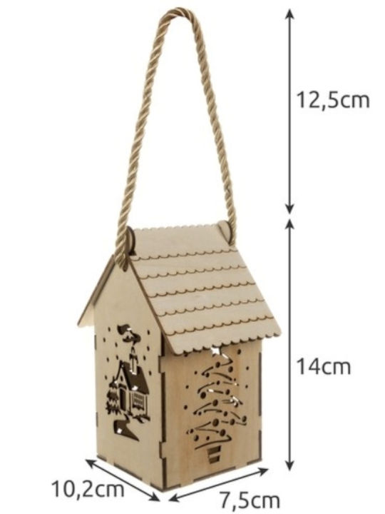 Casă Din Lemn Motif De Crăciun Led 14x7x10 Cm