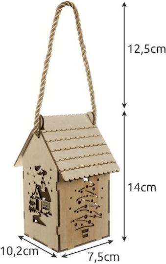 Casă Din Lemn Motif De Crăciun Led 14x7x10 Cm
