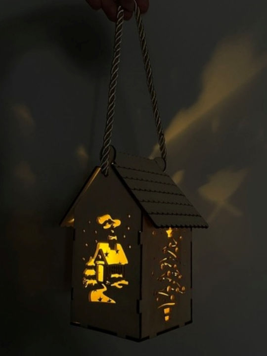 Casă Din Lemn Motif De Crăciun Led 14x7x10 Cm