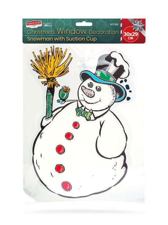 Christmas Window Decoration 30x29 Cm Snowman Design Suction Cup Ornament