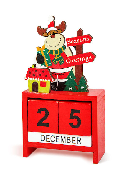 Calendar De Crăciun Din Lemn Mdf 13.5x7x3.5 Cm Design Moș Crăciun Ren Om De Zăpadă