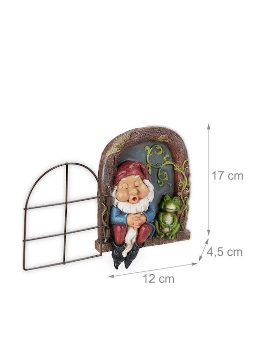 Relaxdays Pitic Adormit La Fereastră Albastru Maro Roșu 17x4.5x12 Cm