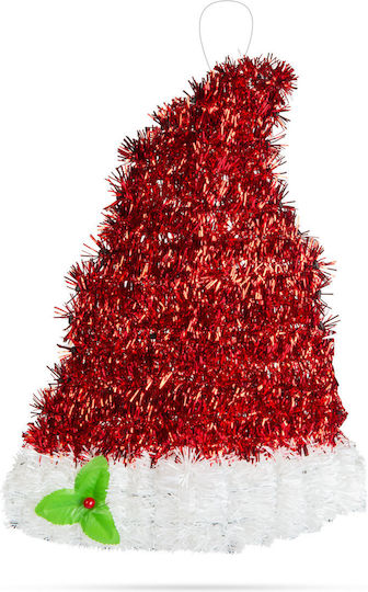 Decorațiune Pălărie Moș Crăciun Roșie Albă 34x26 Cm