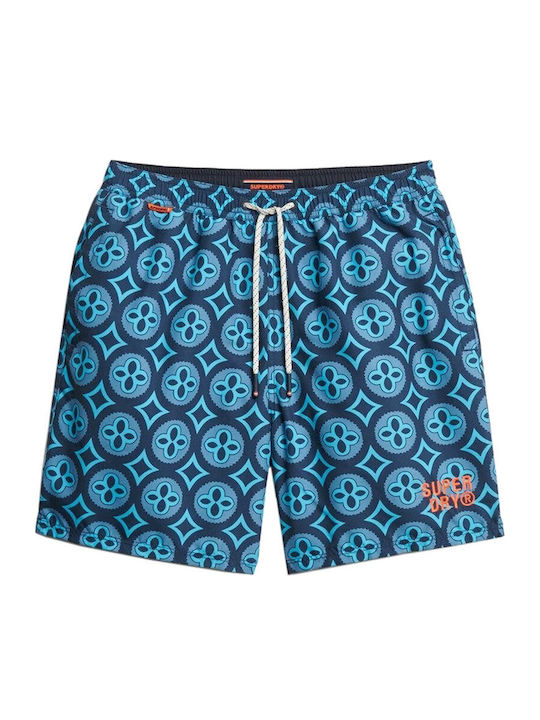 D3 Ovin Men's Swimwear Shorts Blue with Patterns