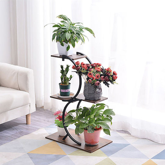 Relaxdays Метална Поставка За Саксии Черна 76x48x30см
