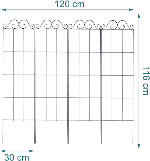 Relaxdays Suport Metalic Negru Cu Spalier 116x30cm