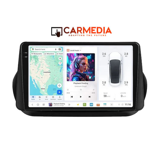 Carmedia Автомобилна Аудио Система (Блутут/USB/AUX/WiFi/GPS/Apple-Carplay/Android-Auto) с Тъчскрийн 9.5"