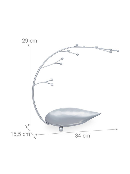 Relaxdays Stand Pentru Bijuterii Argintiu 29x34x15.5cm