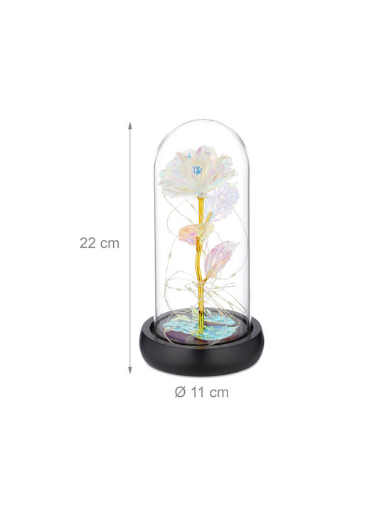 Trandafir Etern În Cupolă De Sticlă Relaxdays Multicolor 22x11cm Lumină Led