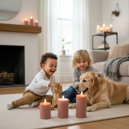 Relaxdays Dekoratives Tischlicht LED Wachs-Politur 3 Stück