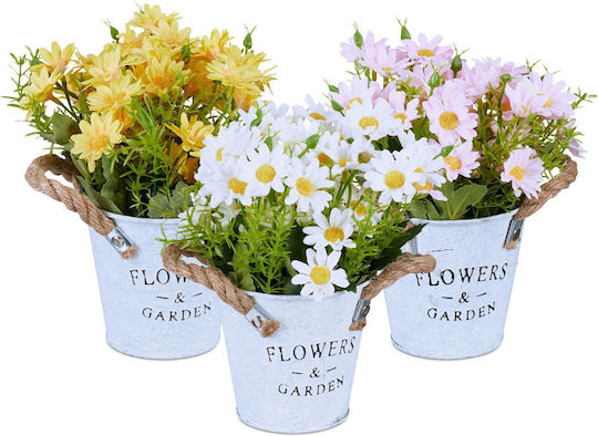 Relaxdays 3 Buchete Artificiale În Ghivece Alb Galben Roz 20x15x15 Cm Relaxdays 3 Buchete Artificiale În Ghivece Alb Galben Roz 20x15x15 Cm