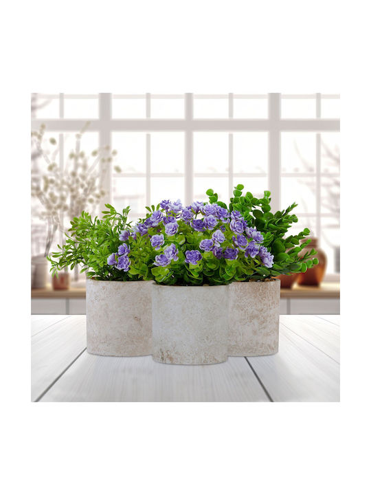 Set 3 Plante Artificiale Relaxdays Verzi Mov Gri 23x18cm 20x17cm 21x17cm
