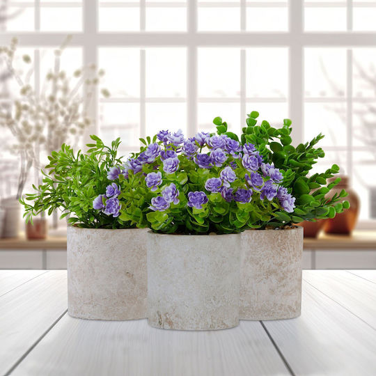 Set 3 Artificial Plants Relaxdays Green Purple Gray 23x18cm 20x17cm 21x17cm