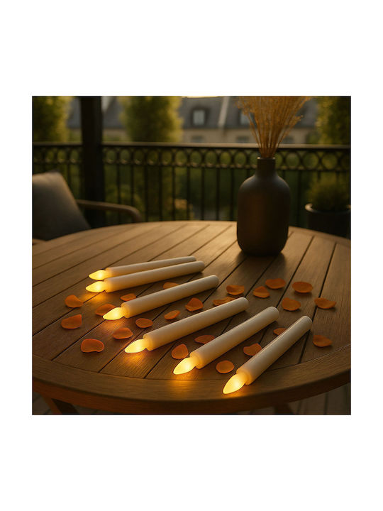 Relaxdays Lămpi Decorative Pentru Masă LED Lumânare 6 Buc 24.5x2.2 cm