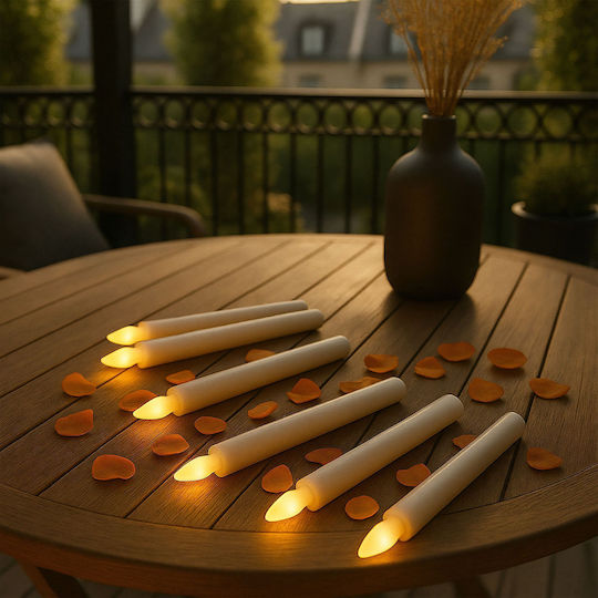 Relaxdays Διακοσμητικό Φωτιστικό LED Κερί 6τμχ 24.5x2.2εκ.