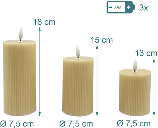 Relaxdays Διακοσμητικό Φωτιστικό LED Κερί 3τμχ
