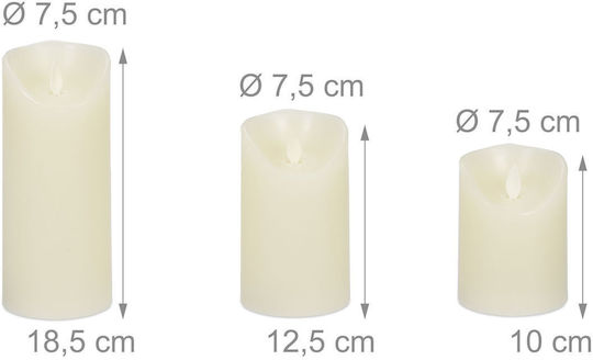 Relaxdays Διακοσμητικό Φωτιστικό LED Κερί 3τμχ 18.5x7.5x7.5εκ.
