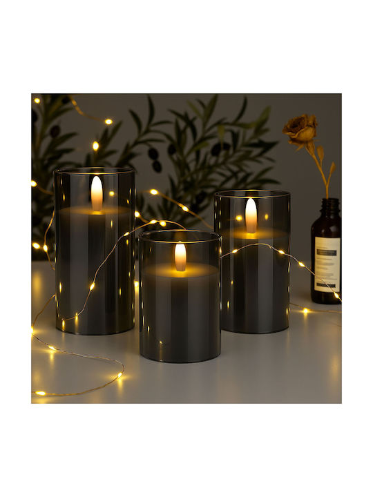 Relaxdays Lămpi Decorative Pentru Masă LED Lumânare 3 Buc