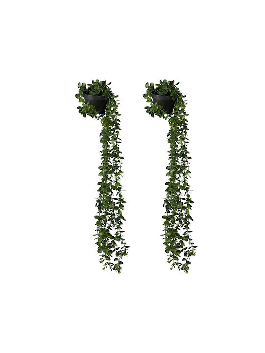 Set 2 Plante Artificiale Suspendate Relaxdays Verde Închis Negru 80x20cm