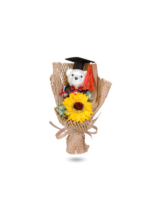 Graduation Gift Teddy Bear Sunflower In Transparent Box 26 × 10.5 × 14 Cm Decorative Gift Box