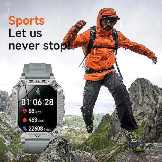 Microwear AK86 Smartwatch с Пулсометър (Черен Стомана)