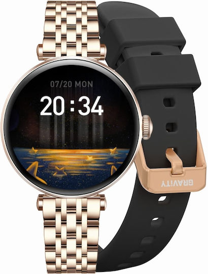 Smartwatch Gravity Rose Gold Black 2 Straps Gt26-6
