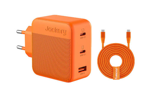 Jackery Charger Without Cable GaN with USB-A Port and 2 USB-C Ports 102W Orange
