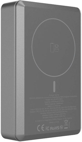Mobile Origin PB14 MagSafe Power Bank 20000mAh 30W με 2 Θύρες USB-C Power Delivery Γκρι