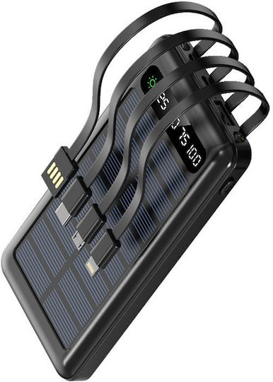 Setty SLR-100 Ηλιακό Power Bank 10000mAh με Θύρα USB-A Μαύρο