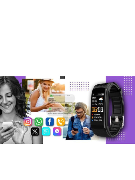 Giewont Gw200-3 Schwarzes Lila Smartwatch 2 Armbänder