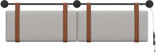vidaXL Leather Gray Bed Headboard with Cushion 170x55cm