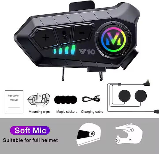 Y10 Single Intercom for Motorcycle Helmet with Bluetooth