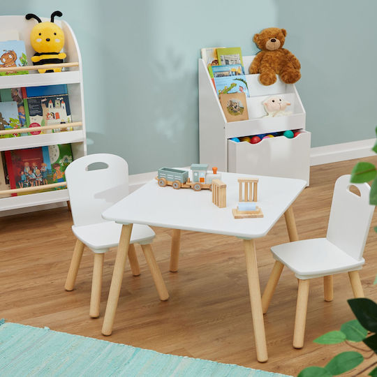 Relaxdays Kinder Tische Set mit Stühlen Weiß Relaxdays