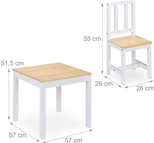 Relaxdays Kinder Tische Set mit Stühlen Weiß Relaxdays