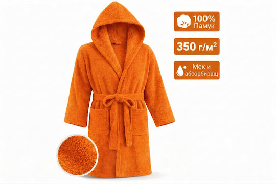 Kinderbademantel Orange mit Kapuze
