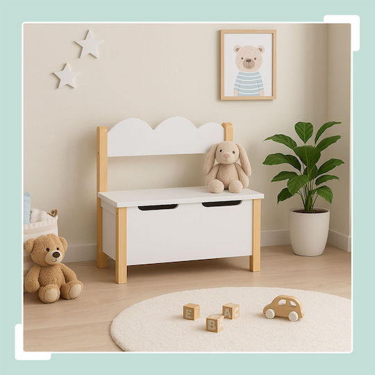 Relaxdays Cutie Depozitare Jucării Din Țesătură Albă 60x25x60cm