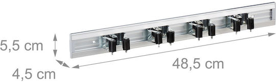 Relaxdays Стенен Държач За Инструменти Черен Сребърен 5.5x4.5x48.5 См