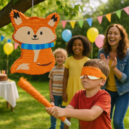 Relaxdays Fox Pinata Set Stick Mask Multicolor 45x31x9 Cm