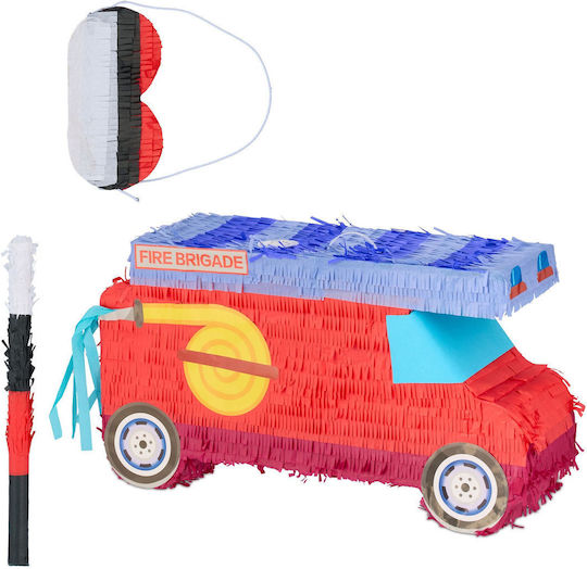 Pinata Petrecere Pompieri Relaxdays Set 3 Piese Roșu Albastru Galben 30x55x18 Cm