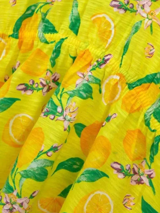 Rochie Fetiță Mâneca Scurtă Galbenă